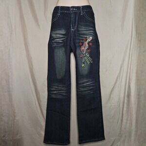 Y2k Women's Dark Wash Denim‎ Custom Made Embroidered Jeans